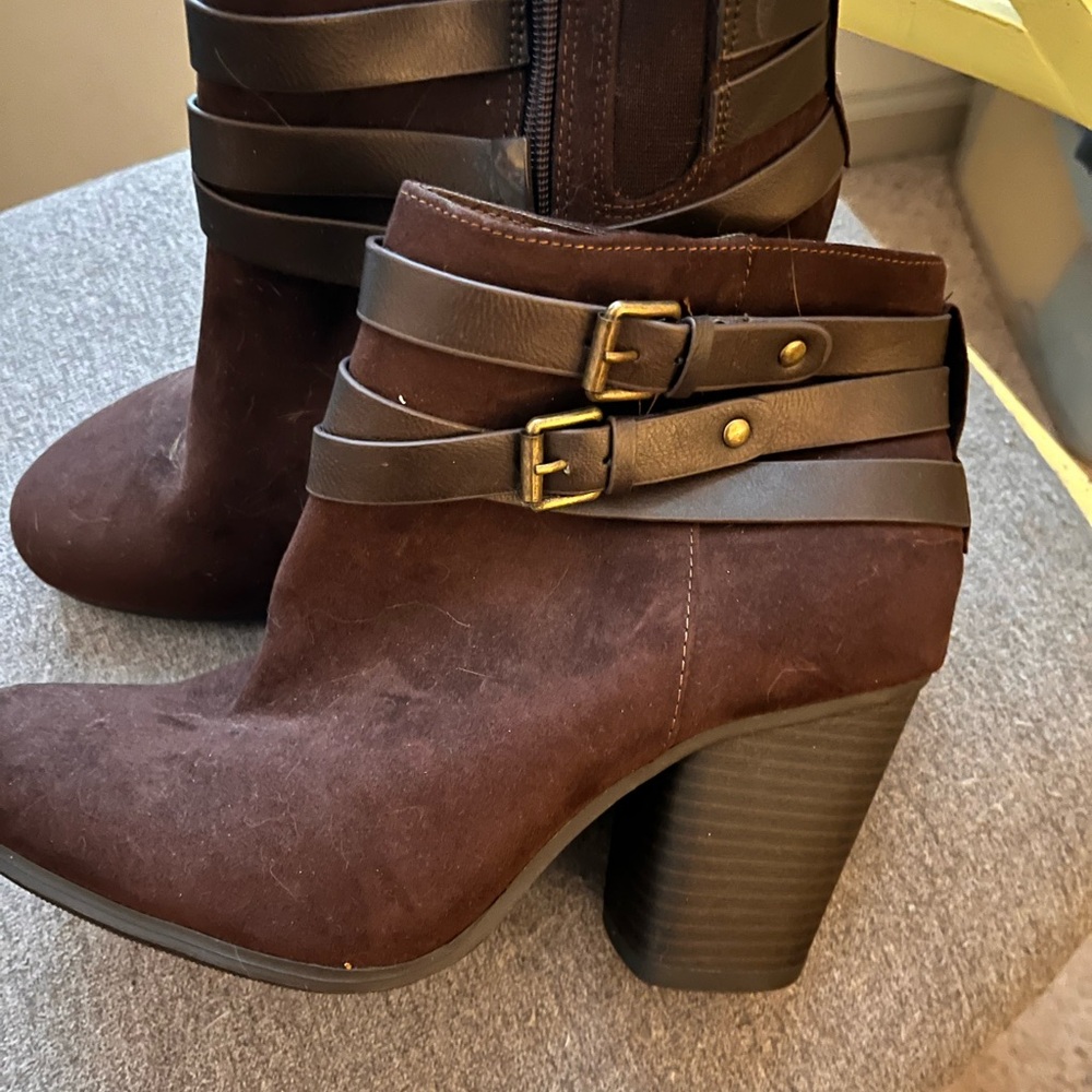Torrid Dark Brown Ankle Boots with Buckle Straps